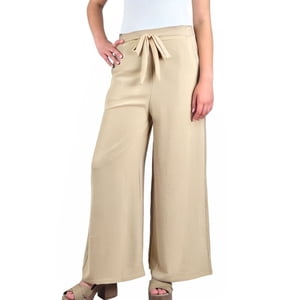 Likeshop - Pantalon Palazzo Mujer Tipo Lino Casual Semi Formal Tiro Alto 106