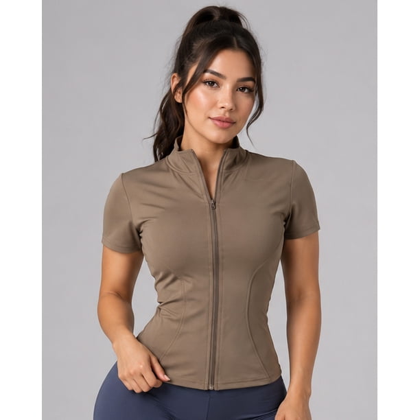 Polera Deportiva Fit Mujer Con Cierre Ciclismo Gym
