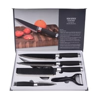 Importclick - Set Cuchillo Acero Inoxidable 6 Piezas Antibacterial Negro