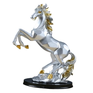 Bothyi - Escultura De Estatuilla De Caballo Obra De Arte Coleccionable Para La Decoración Del Escritorio Del Hogar Plata