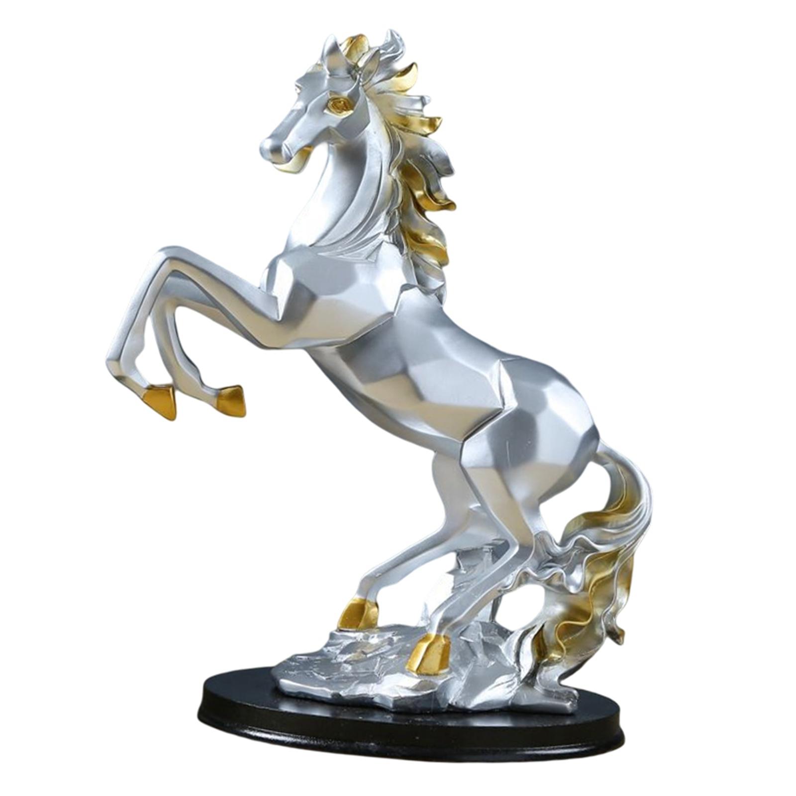 Bothyi - Escultura De Estatuilla De Caballo Obra De Arte Coleccionable Para La Decoración Del Escritorio Del Hogar Plata