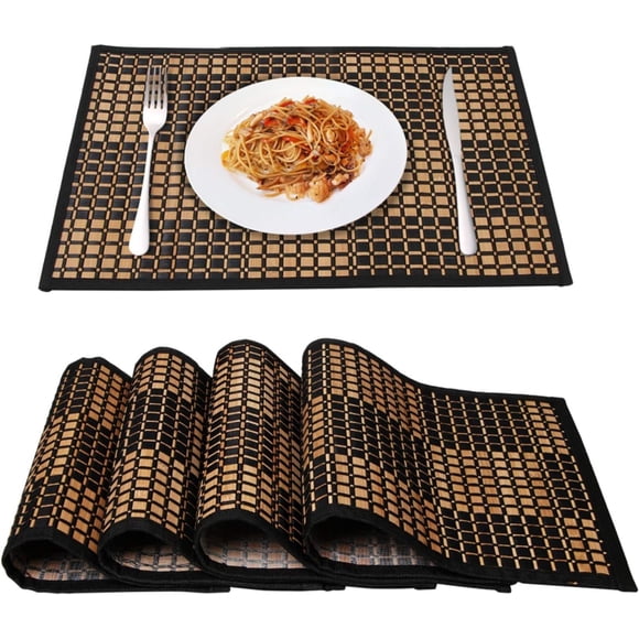 Mantel individual MARSCOOL 30 × 44 cm Bambú - Pack de 4, negro
