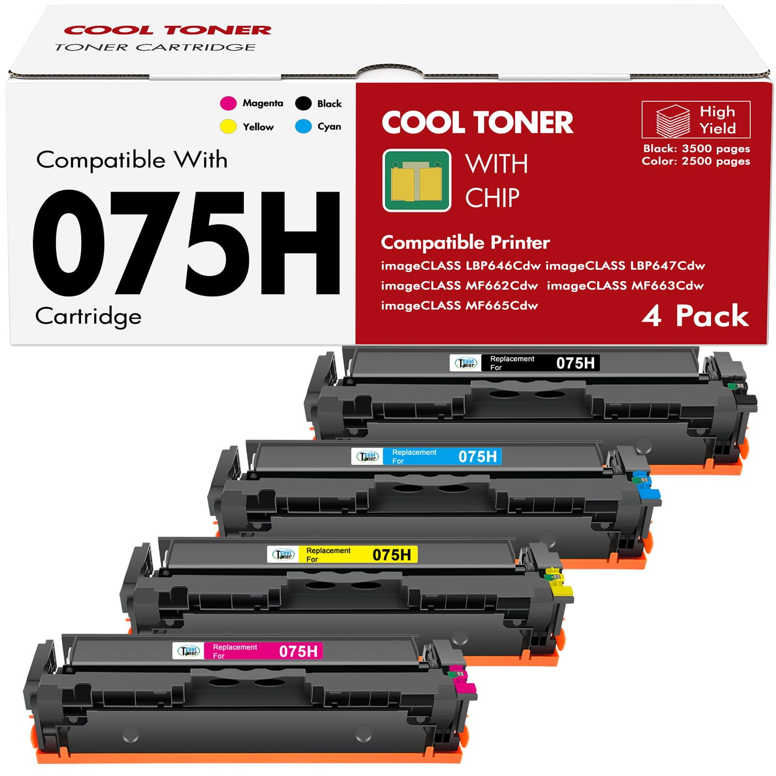 Set De Cartuchos De Tóner Cool Toner 075h 075 Para Impresora Canon
