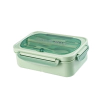 Magideal - Caja Bento Con Utensilios Reutilizable Para Microondas, Portátil, A Prueba De Fugas, Con Compartimento Para Mochileros, Camping Al Aire Libre, Picnic Tres Rejillas Verdes