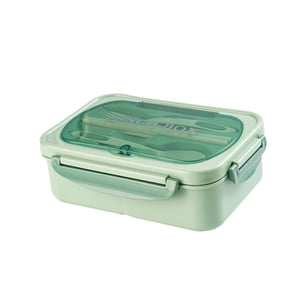 Magideal - Caja Bento Con Utensilios Reutilizable Para Microondas, Portátil, A Prueba De Fugas, Con Compartimento Para Mochileros, Camping Al Aire Libre, Picnic Tres Rejillas Verdes