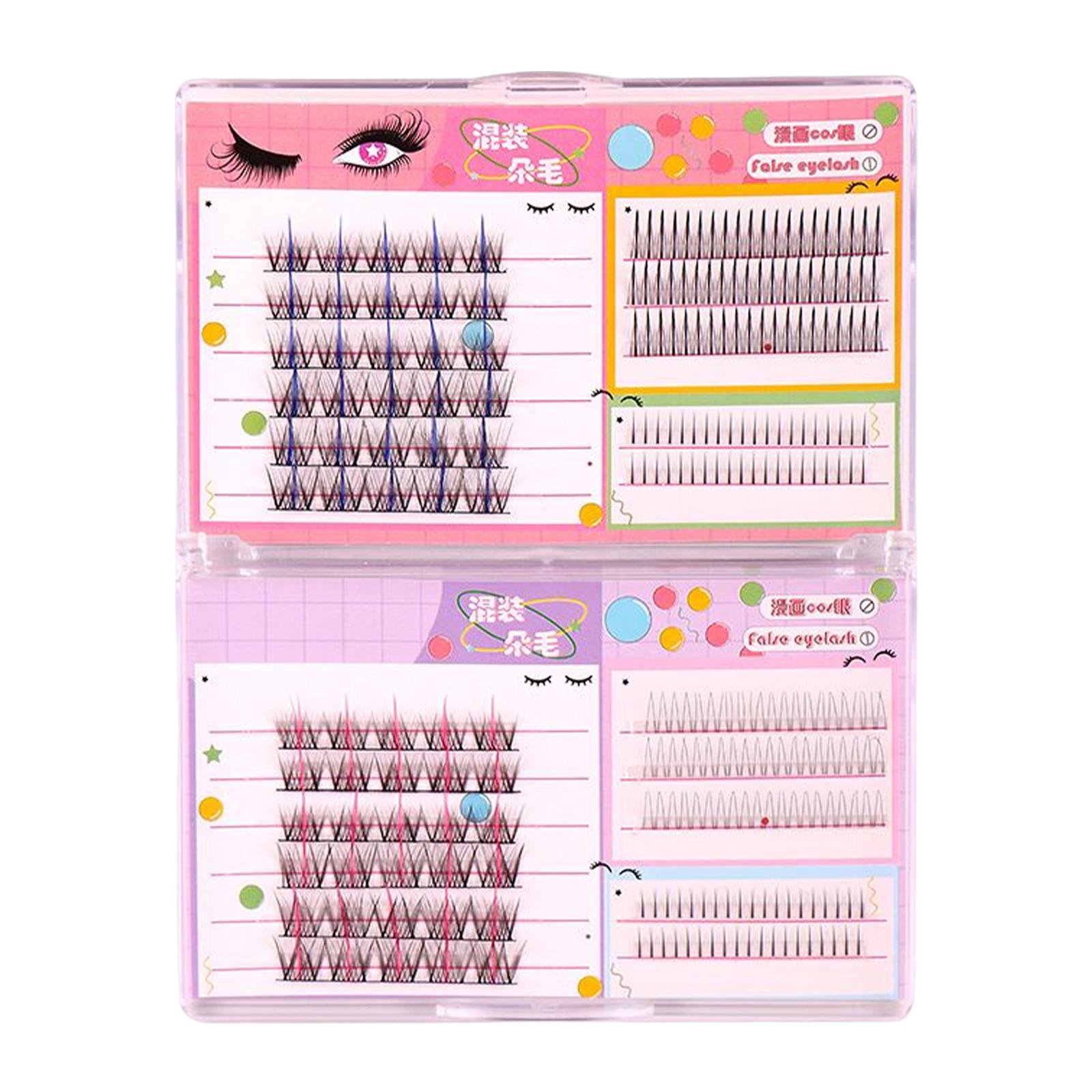 Magideal - Clústeres De Pestañas Individuales Injerto De Pestañas 6/9/10/11/12/13 Mm Cc Ligero Fibra Artificial Cómodo Para Cosplay Fotografía Vacaciones , Azul Rosado