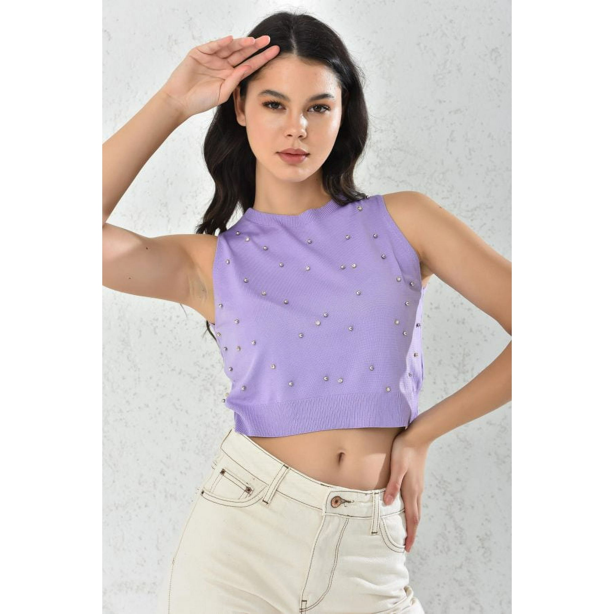Home Fashion - Polera Mujer Crop Lila Cuello Altotalla S