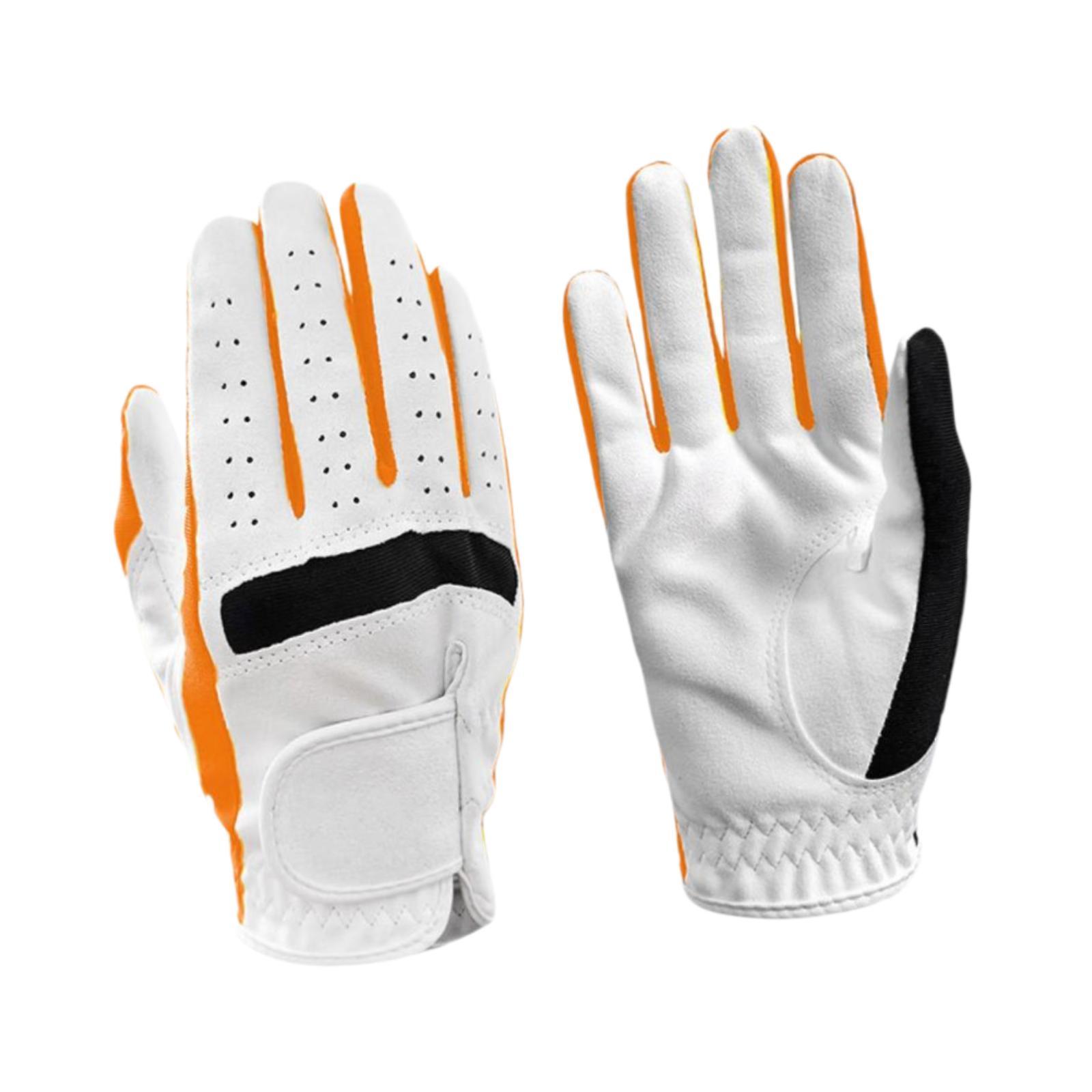 Magideal - Guantes De Golf Para Niños, Mano Izquierda Y Derecha, Antideslizantes, Con Puños Adhesivos, Guantes De Golf Para Golfistas, Niños, Niñas Y Niños, Para Naranja L