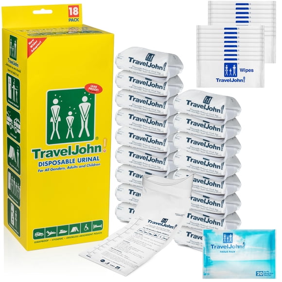 Bolsas urinarias desechables TravelJohn 800 ml (paquete de 18)