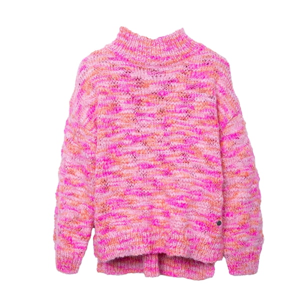 Chaleco Niña Cerrado Grueso Cuello Alto Rosado