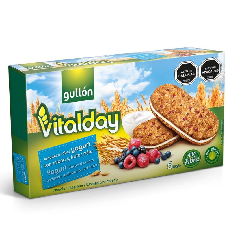 Gullón - Galletas Sandwich Sabor Yogurt Con Avena Y Frutos Rojos Caja