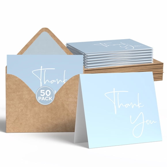 Tarjetas de agradecimiento VNS Creations, paquete de 50 con sobres y stickers