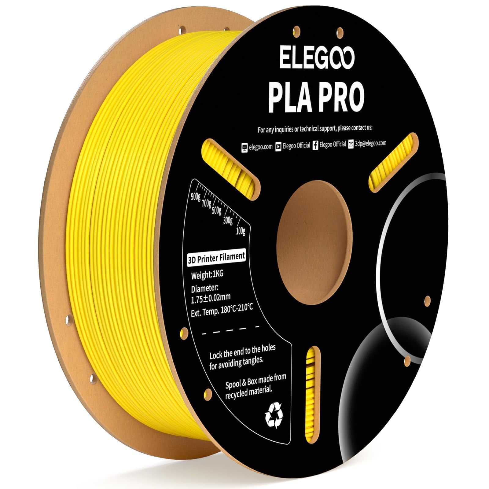 Filamento Para Impresora 3d Elegoo Pla Pro, 1,75 Mm, Amarillo, 1 Kg