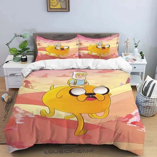 Cartoon Adventure Time Finn and Jake Duvet Cover Comforter Bed Full Size Youth Girl Boys Gift Bed Sheets