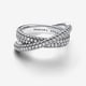 thumbnail image 3 of Anillo Pandora Doble Banda Cruzada Pavé Timeless Plata, 3 of 4