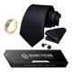 thumbnail image 2 of Corbata Hombre Seda En Caja + Anillo Dorado, Paño Y Colleras negro Talla Única, 2 of 4