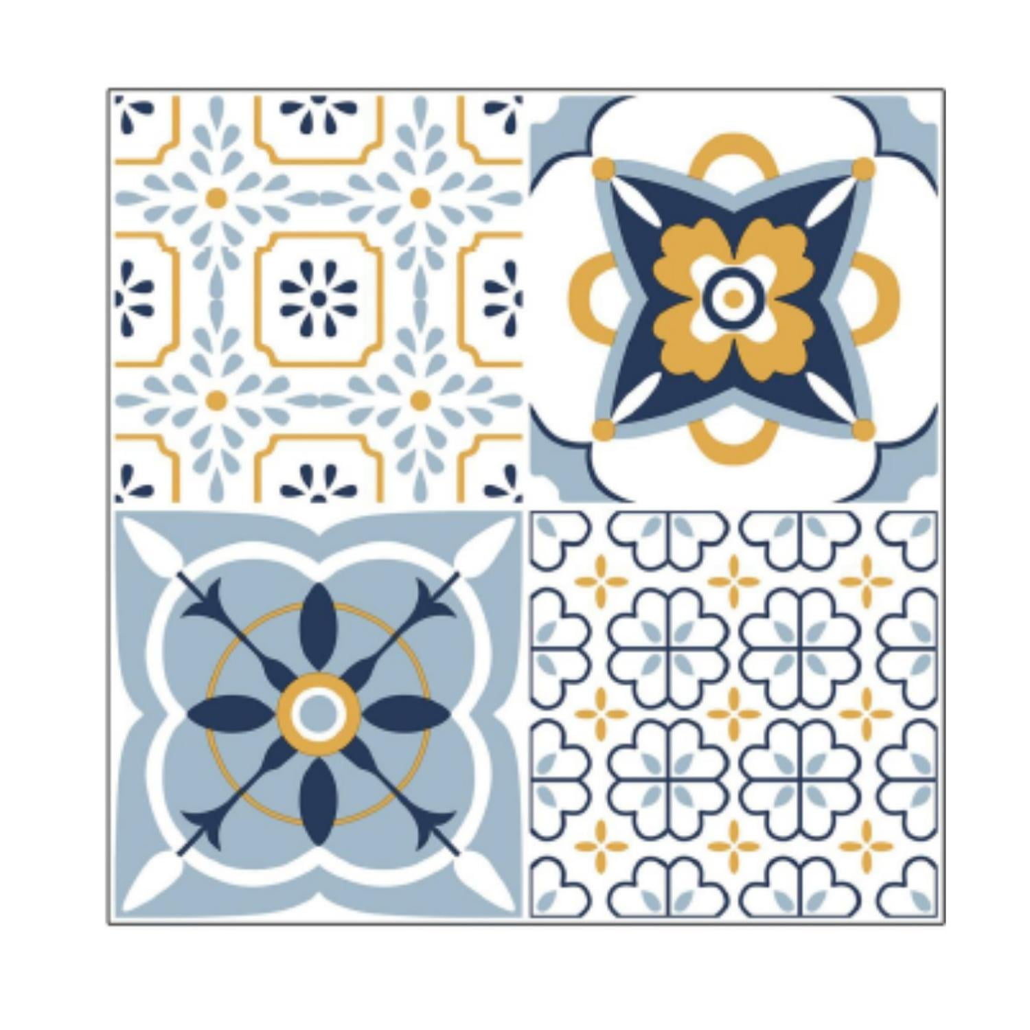 Mobii - Piso Vinilico Adhesivo. Simil Ceramica. 0,9 M2. 0201 Azul