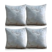 Genérico - Pack De 4 Fundas De Cojines Satin Diseño Hojas 45Cm X 45 Cm Celeste