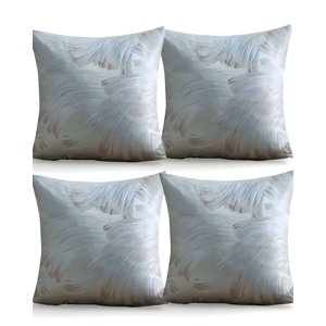 Genérico - Pack De 4 Fundas De Cojines Satin Diseño Hojas 45Cm X 45 Cm Celeste