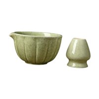 Magideal - Cuenco De Cerámica Para Matcha, Cuenco Tradicional Japonés Para Matcha, Recipiente De Para Mezclar, Taza De Té Verde Para Ceremonias, Amigos Verde Con Soporte
