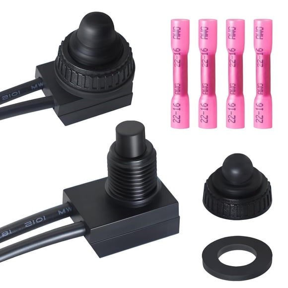 Interruptor impermeable Gephynm 12V SPST botón pulsador 2 piezas