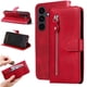 thumbnail image 1 of Funda tipo cartera para Samsung Galaxy S25 FE con bolsillo con cremallera y ranuras para tarjetas – Función de soporte Rojo, 1 of 5