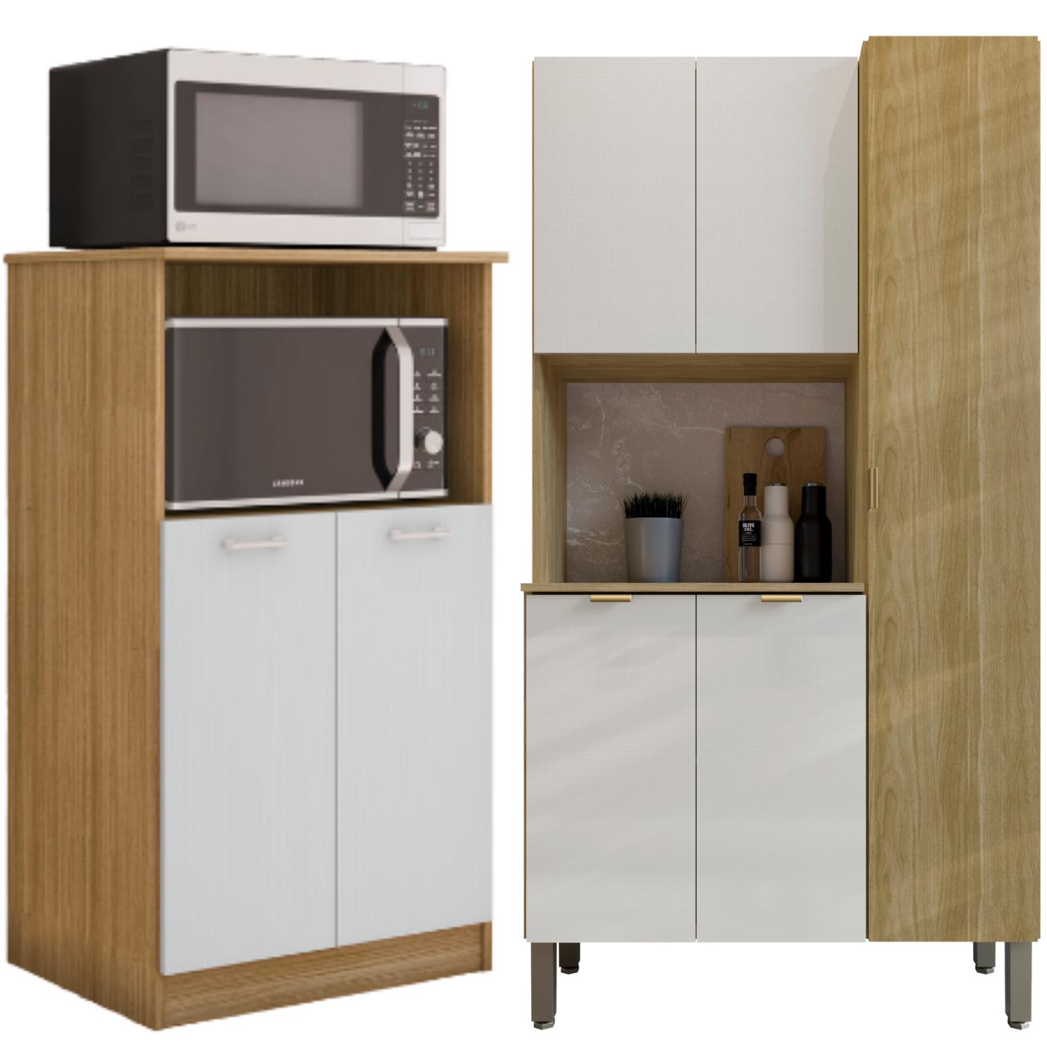Movelaria - Combo Mueble Para Microondas Orion Y Mueble De Cocina Melissa K0205