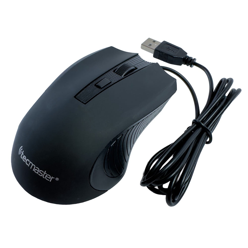 Tecmaster - Mouse Óptico Ergonómico Usb 2.0, Cableado, Dpi 1000-1400-1800-2600