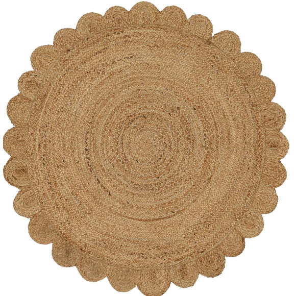 Area Rug Savi Home tejida a mano en yute trenzado festoneado, 120 cm