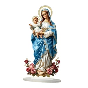 Bothyi - Bendita María Con El Niño Jesús Sign 2D Art Home Decor Para El Estante De Escritorio Festival