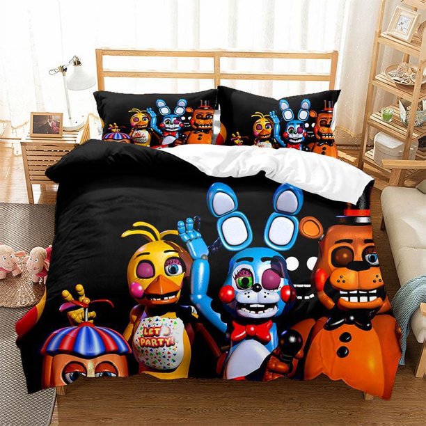 Five_Nights_at_Freddy's 3 Pcs Comforter Set with 2 Pillowcases,Five_Nights_at_Freddy's Bedding Set Sheet Set for Kids Adults,All Season Lightweight