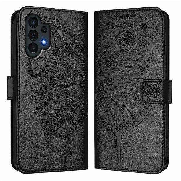 Funda Cartera Mariposa Para Samsung Galaxy A04 4g Con Soporte Y Ranuras Para Tarjetas Negro