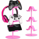 thumbnail image 1 of Controller Bracket 3 Layers, Headset Bracket, Multi-adjustable Game Controller Headset Hanger For All General Gaming PC Accessories, Xbox PS4 PS5 Switch-Rosa bonito, 1 of 7