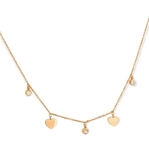 Elbauldejuma - Cadena Colgante Punto De Luz Corazones Chapado En Oro 18K