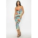 thumbnail image 1 of Saronite Vestido Midi Ajustado con Tirantes Finos, Espalda Cruzada y Estampado de Mármol, Muy Elástico, en Azul Multicolor (para Mujer), 1 of 5