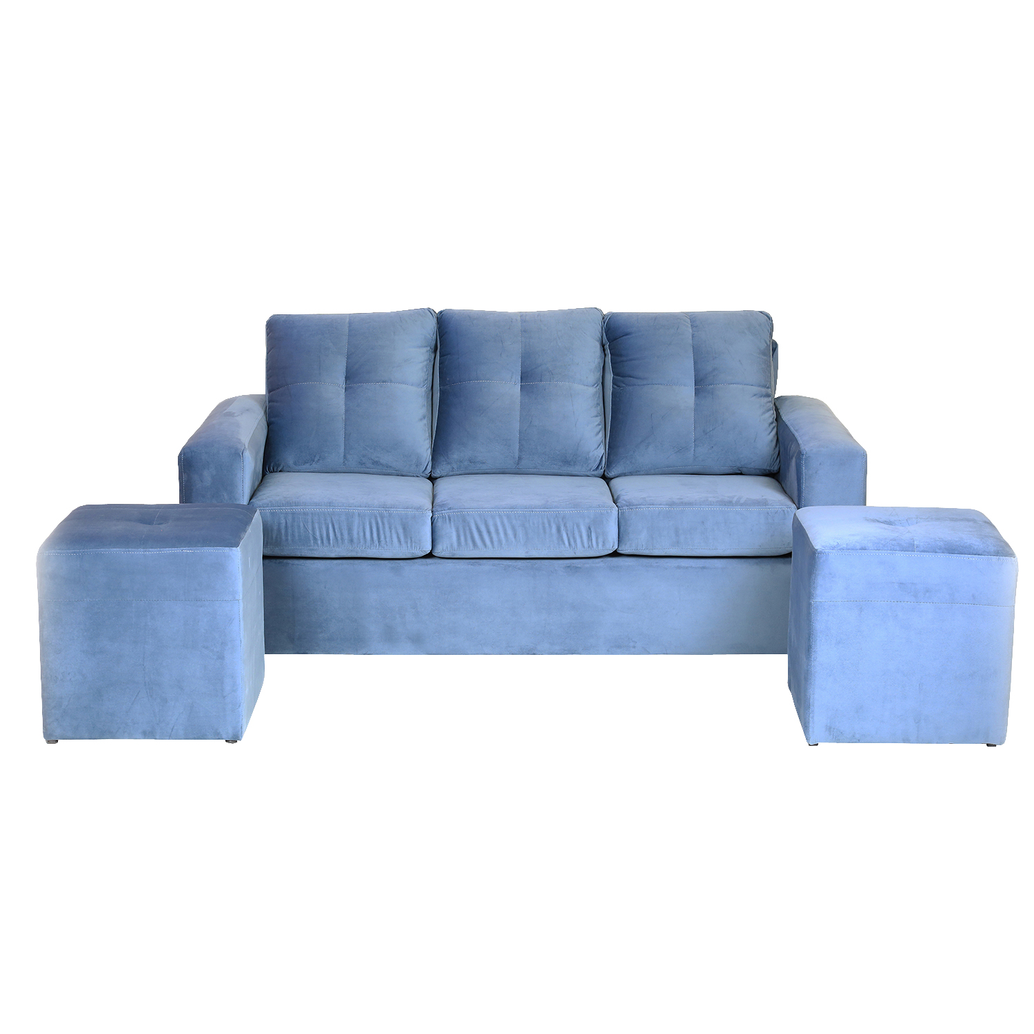 Muebles América - Living Emilia Felpa Azul Petroleo