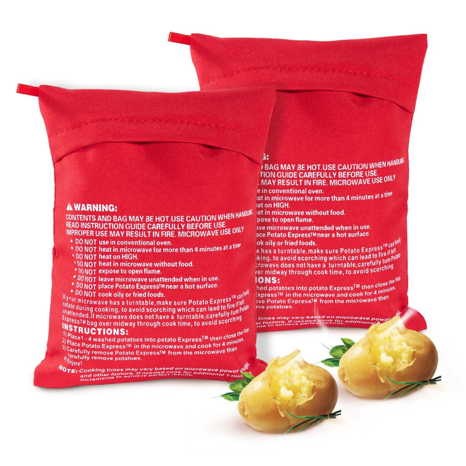 Bolsa Para Microondas Y Patatas Obtanim, Color Rojo, 2 Unidades, Reutilizables, Poliéster