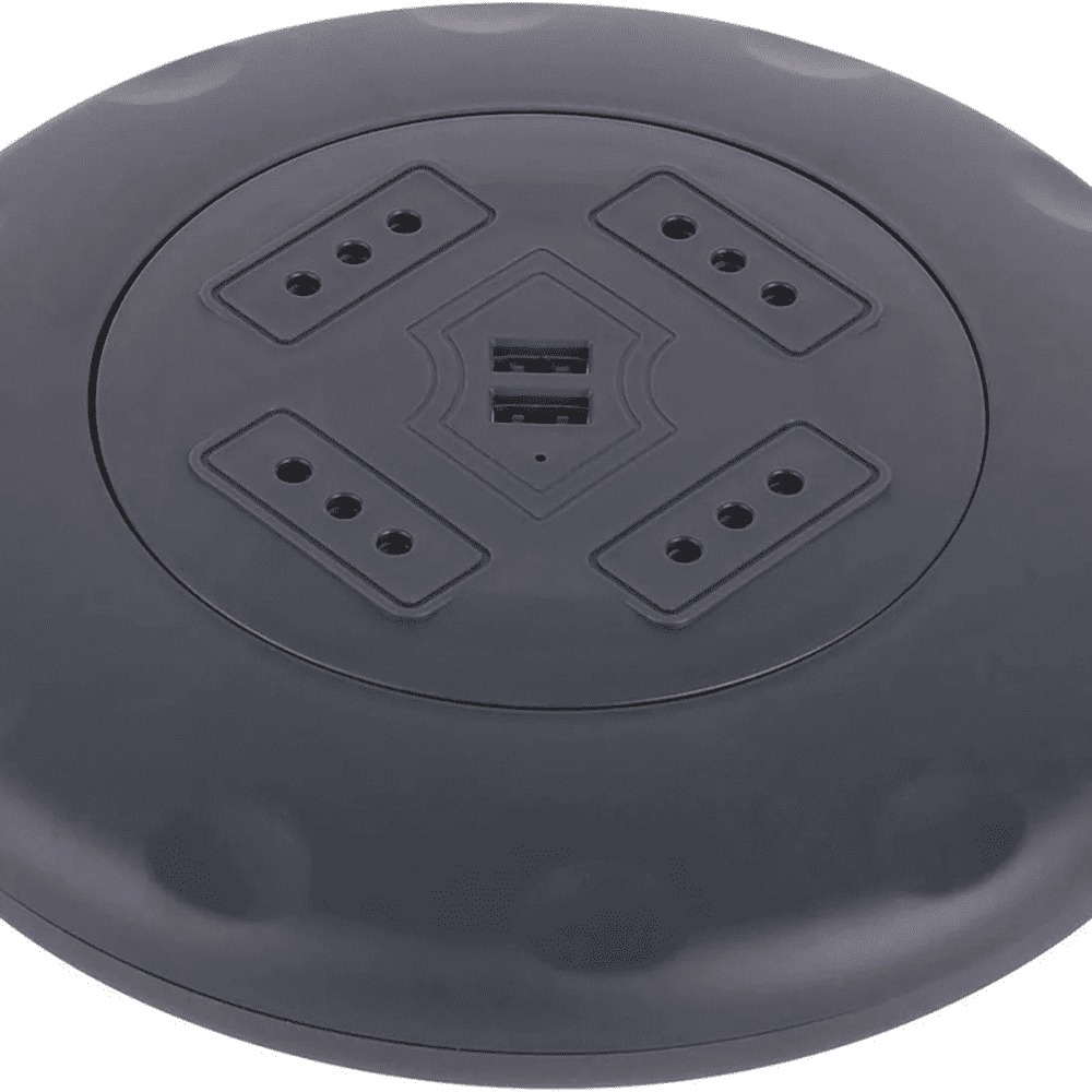 Electraline - Alargador Retráctil 4 Tomas 5 M + 2 Usb Negro