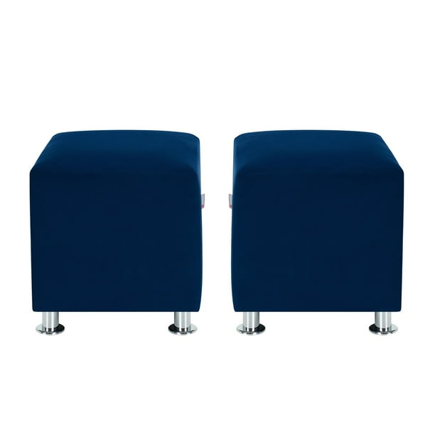 Set Pouf Cali 1c Felpa 12 Azul Marino