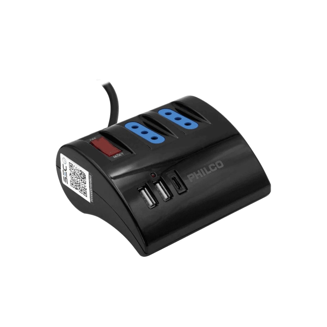 Extension De Escritorio Ac Usb Philco Negro Usb C 2044n