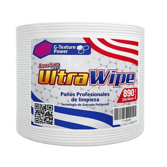 Paño ultra wipe gofrado poligonal Rollo Jumbo x 890 paños 25 x 34 cm