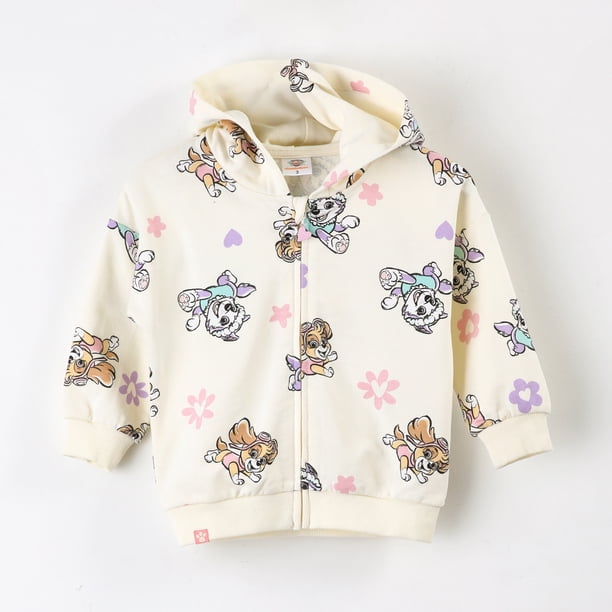 Polerón Abierto Niña Paw Patrol Full Print Blanco