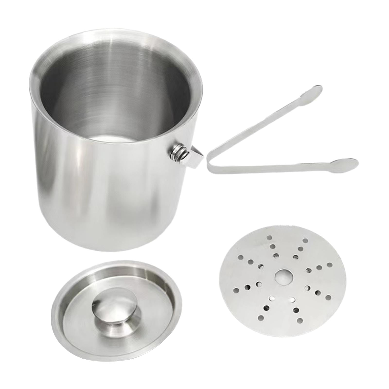 Bothyi - Cubo De Hielo De Acero Inoxidable, Cubo Para Servir Con Aislamiento Metálico Para Bar, Bebidas De Barbacoa, 1,6 L