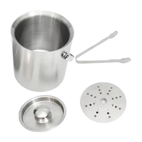 Bothyi - Cubo De Hielo De Acero Inoxidable, Cubo Para Servir Con Aislamiento Metálico Para Bar, Bebidas De Barbacoa, 1,6 L