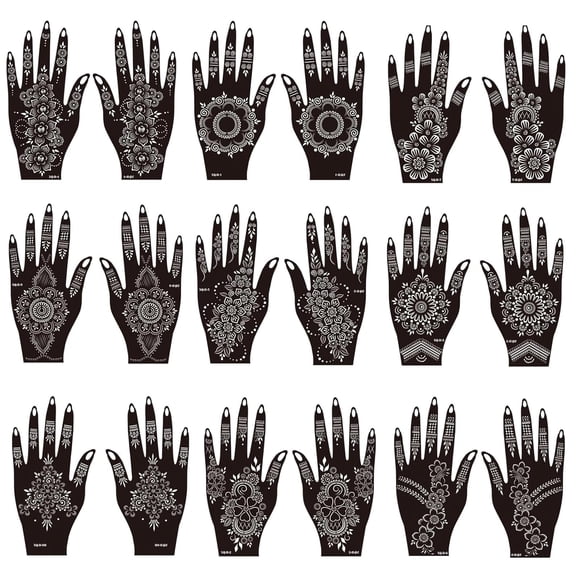 Plantillas de tatuaje Mzstgh 18 unidades – diseños indios de henna