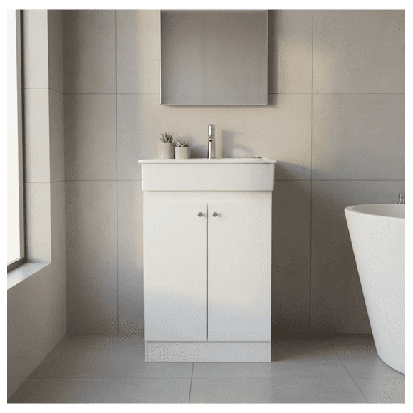 Mueble Vanitorio 60x47 cm Blanco Con Lavamanos Y Grifería ¡Listo para Instalar!