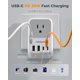 thumbnail image 3 of Adaptador de enchufe TESSAN tipo F PD de 20 W con 4 tomas de CA y 4 puertos USB, 3 of 7