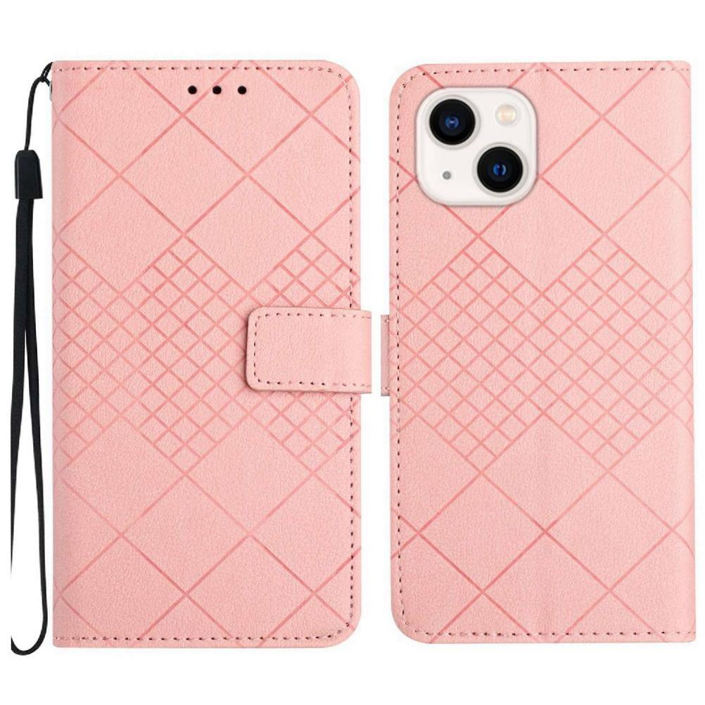 Foxdock - Funda Tipo Cartera Para Iphone 14 Plus Con Soporte Y Correa, Interior Tpu Antirrayas Rosa