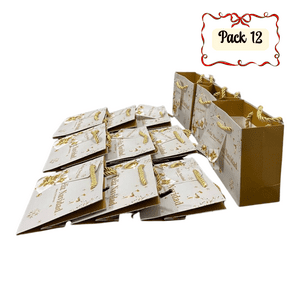 Genérico - Pack 12 Bolsas De Regalo 11.5 Cm X 14.5 Cm Blancas Con Dorado Navidad 2025