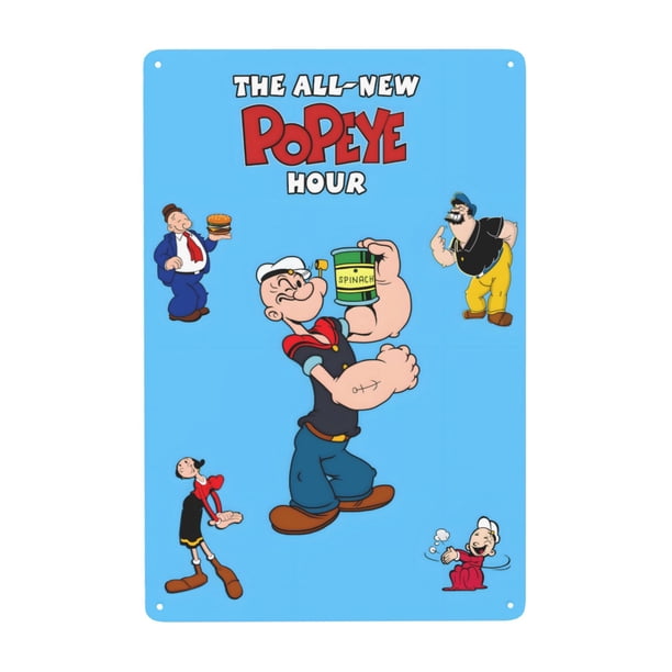 Las nuevas aventuras de Popeye Cartel de metal, decoración de pared con cartel de metal personalizado, regalos para aficionados, amigos, familia y seres queridos 30x20 cm